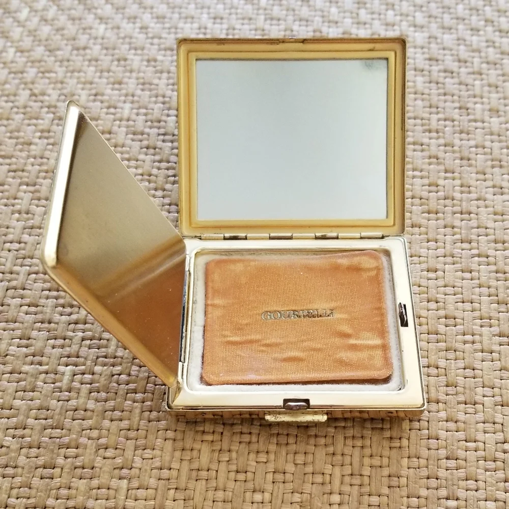 Vintage Gourielli Powder Compact Gold-tone Crystal Embellished 50's